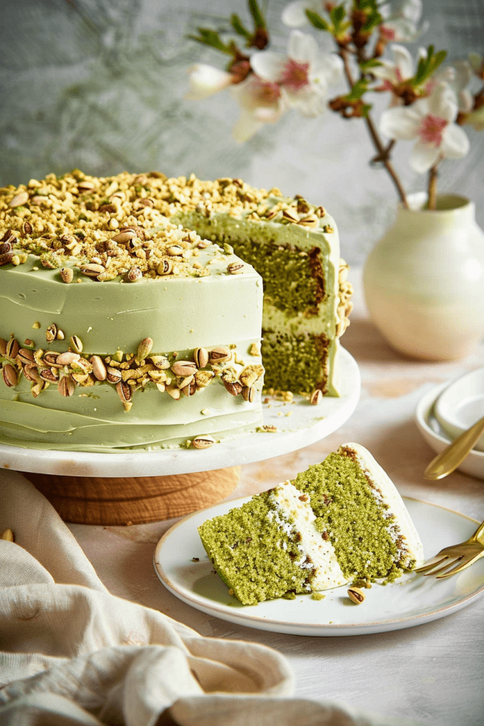 Assembling the Pistachio Cake