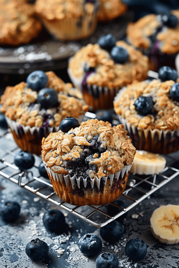 Baking Banana Blueberry Oatmeal Muffins