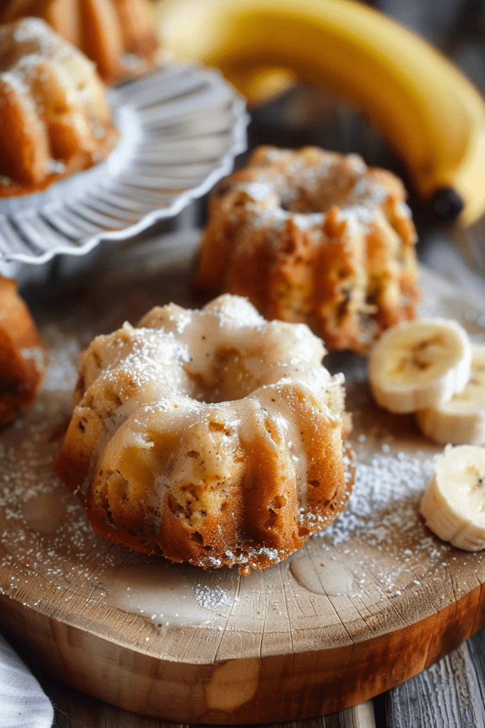 Baking Banana Mini Bundt Cakes