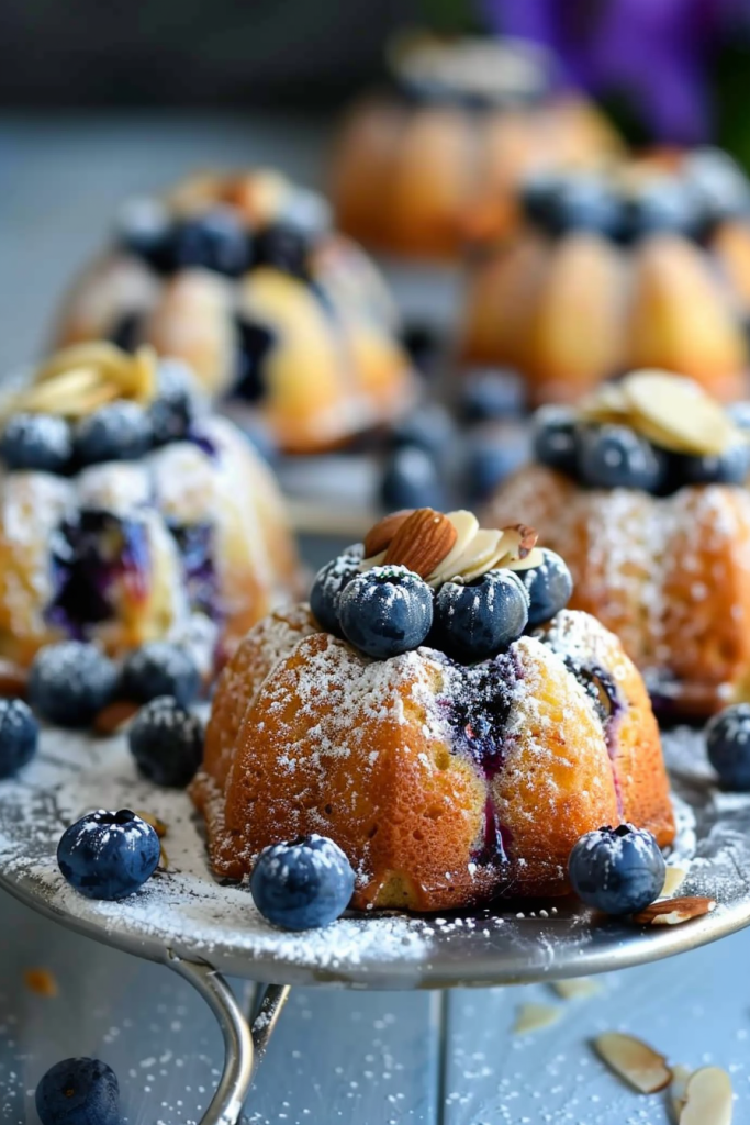 Baking Blueberry Almond Mini Bundt Cakes