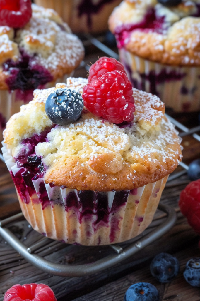 Baking Blueberry Raspberry Muffins