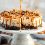 Baking Butterfinger Cheesecake with Caramel Drizzle