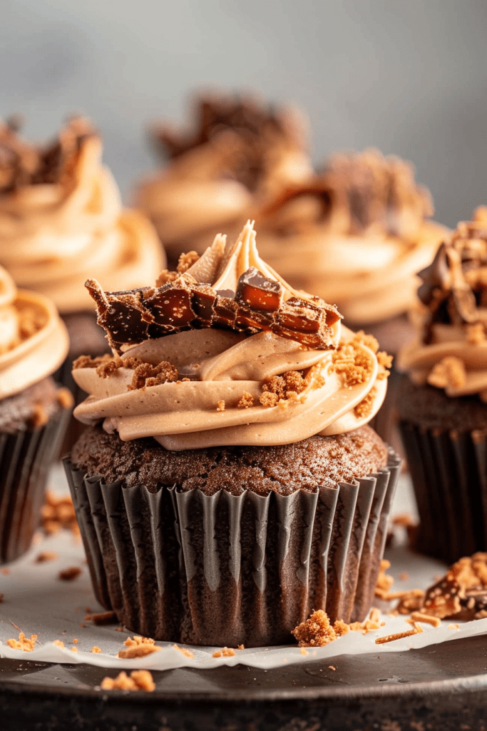 Baking Butterfinger Chocolate Cupcakes