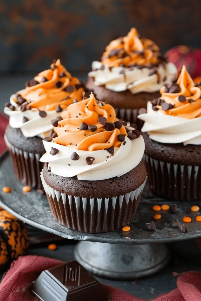 Baking Chocolate Pumpkin Cream Filled Cupcakes