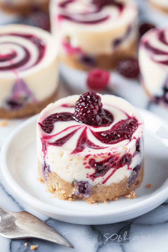 Baking Lemon Berry Swirl Mini Cheesecakes