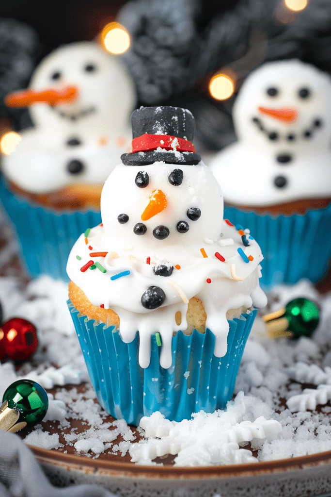 Baking Melting Snowman Cupcakes