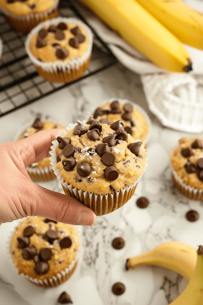 Baking Mini Banana Chocolate Chip Muffins