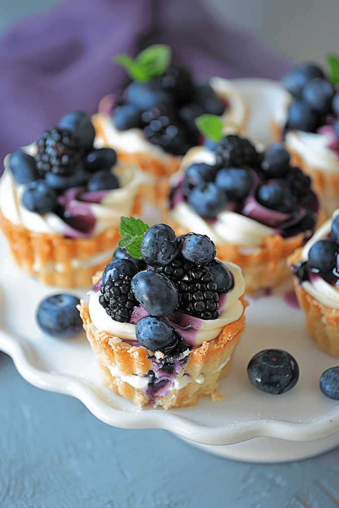 Baking Mini Blueberry Cheesecake Tartlets