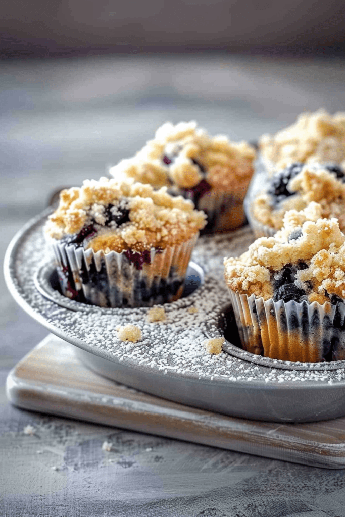 Baking Mini Blueberry Muffins with Streusel Topping