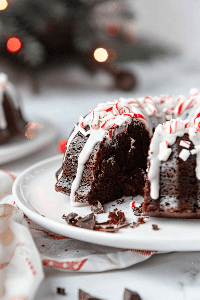 Baking Mini Peppermint Hot Chocolate Bundt Cake