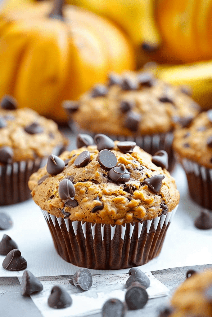 Baking Pumpkin Banana Chocolate Chip Muffins