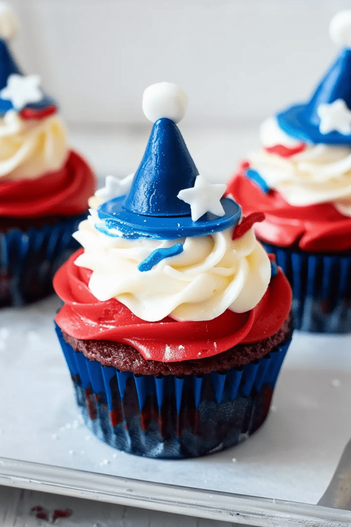 Baking Red, White, and Blue Hi Hat Cupcakes