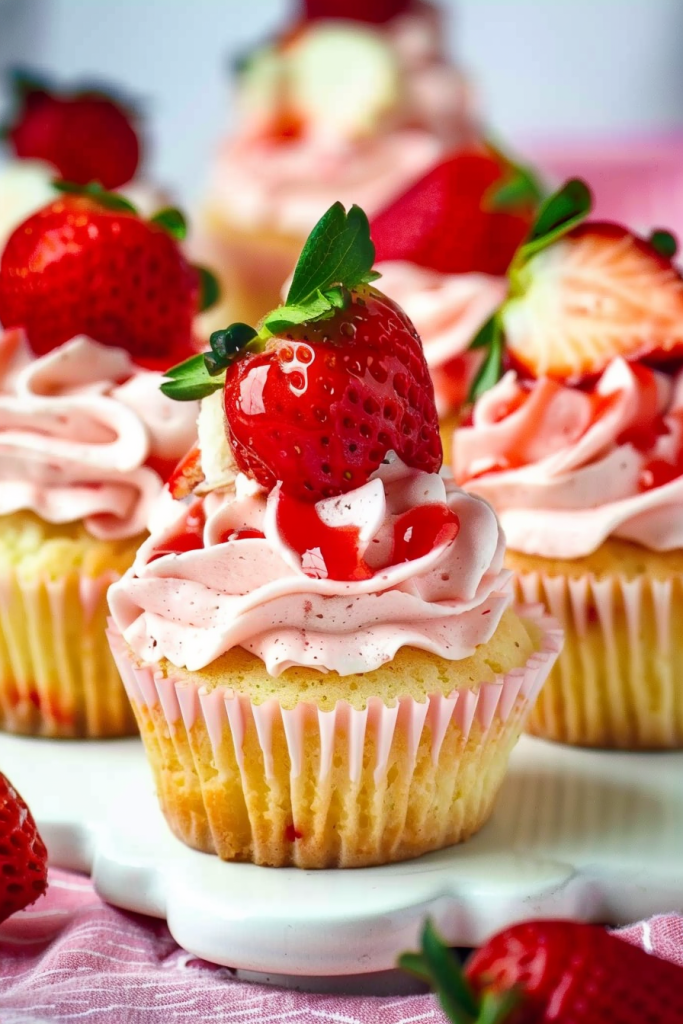 Baking Strawberry Cheesecake Cupcakes