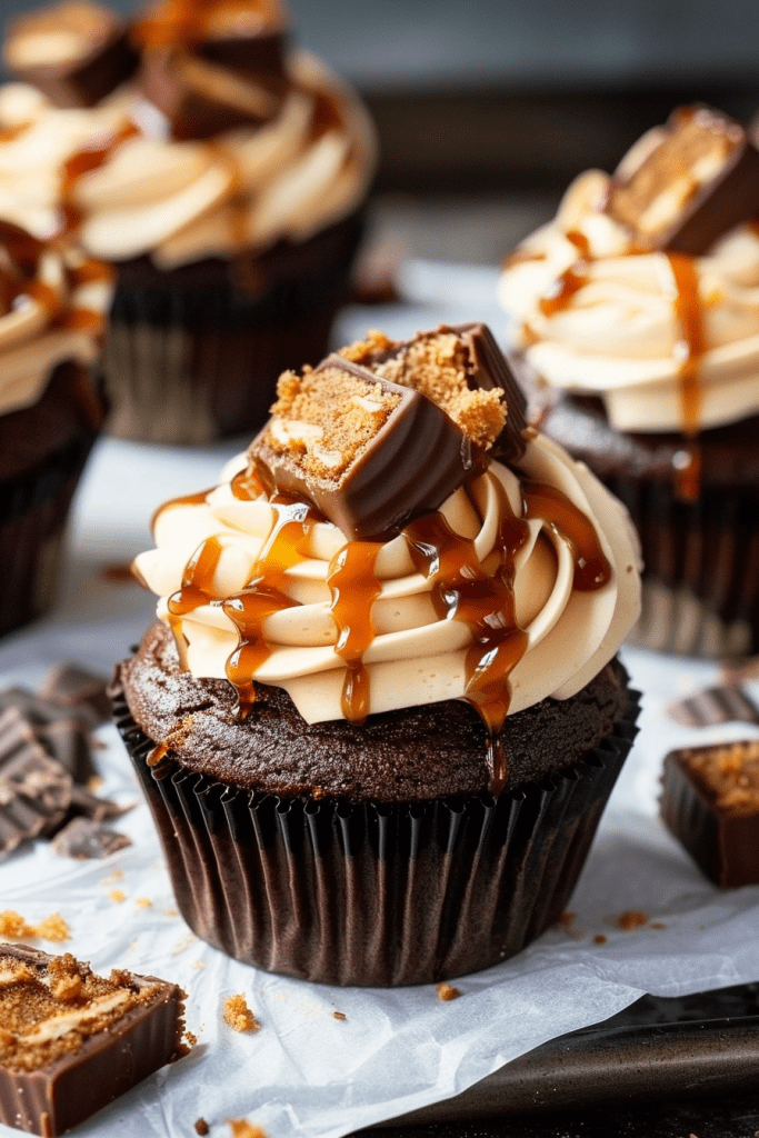 Baking Ultimate Snickers Cupcakes