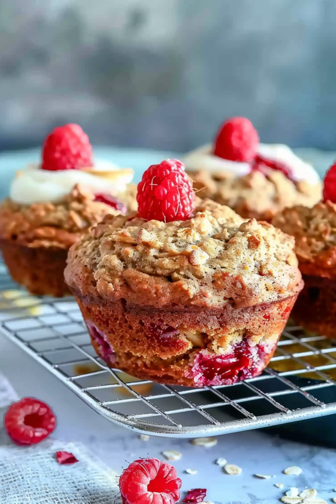 Baking White Chocolate Raspberry Banana Oatmeal Muffins