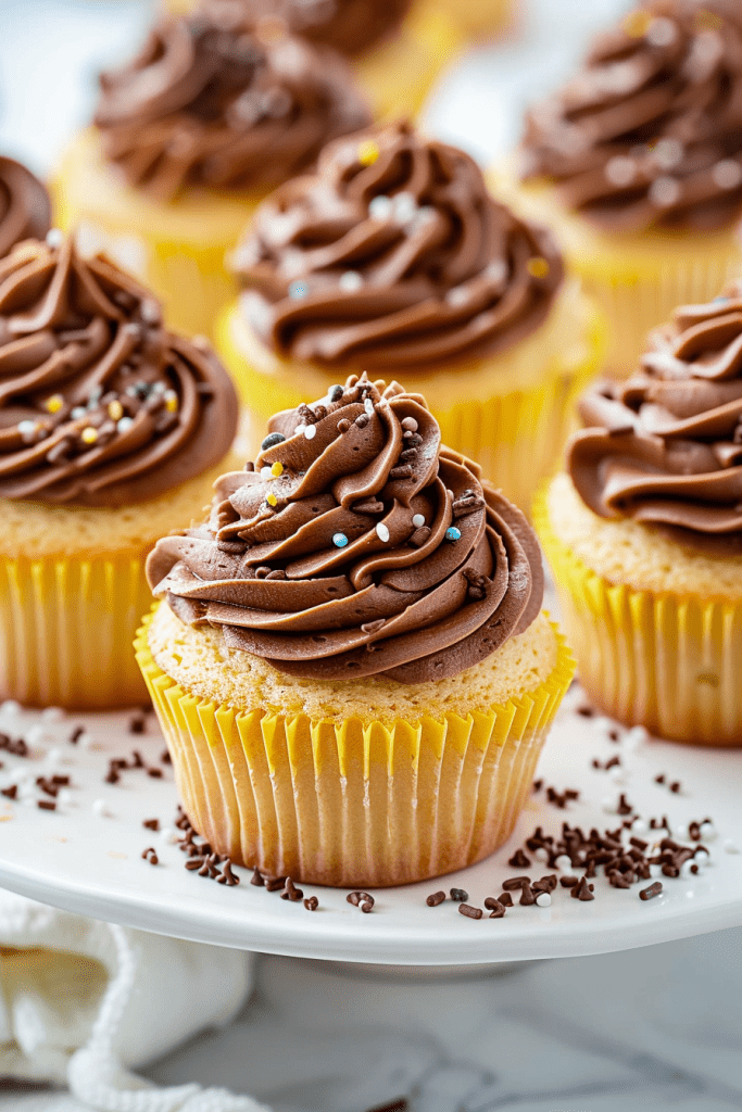 Baking Yellow Cupcakes with Milk Chocolate Frosting