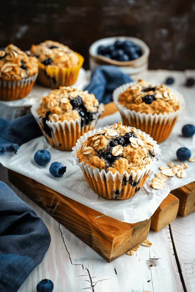 Banana Blueberry Oatmeal Muffins