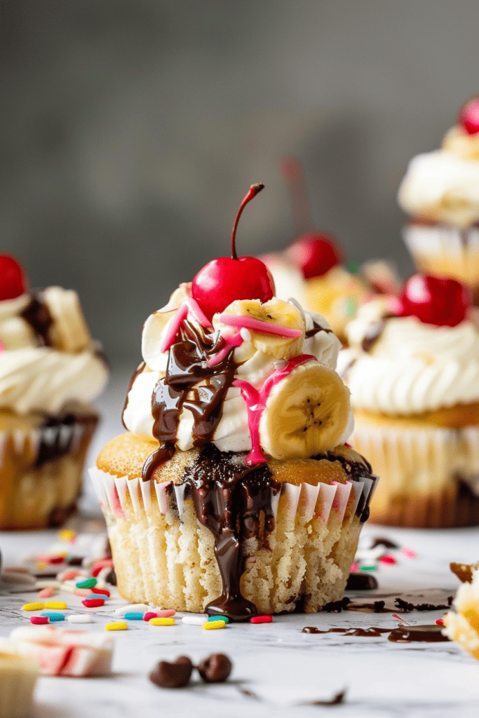 Banana Split Cupcakes