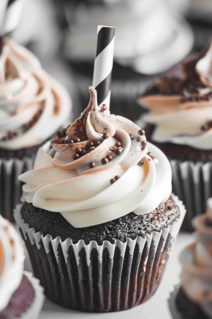 Black and White Malt Shoppe Cupcakes