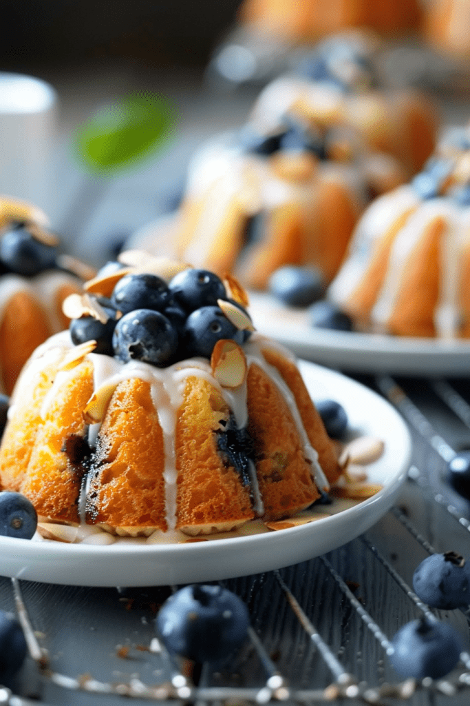 Blueberry Almond Mini Bundt Cakes