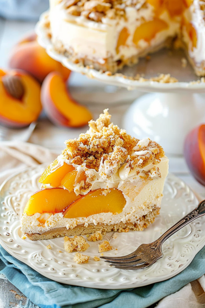 Bourbon Peach Streusel Cheesecake