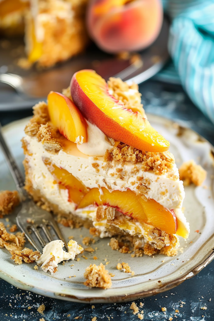 Bourbon Peach Streusel Cheesecake