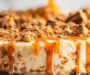 Butterfinger Cheesecake with Caramel Drizzle