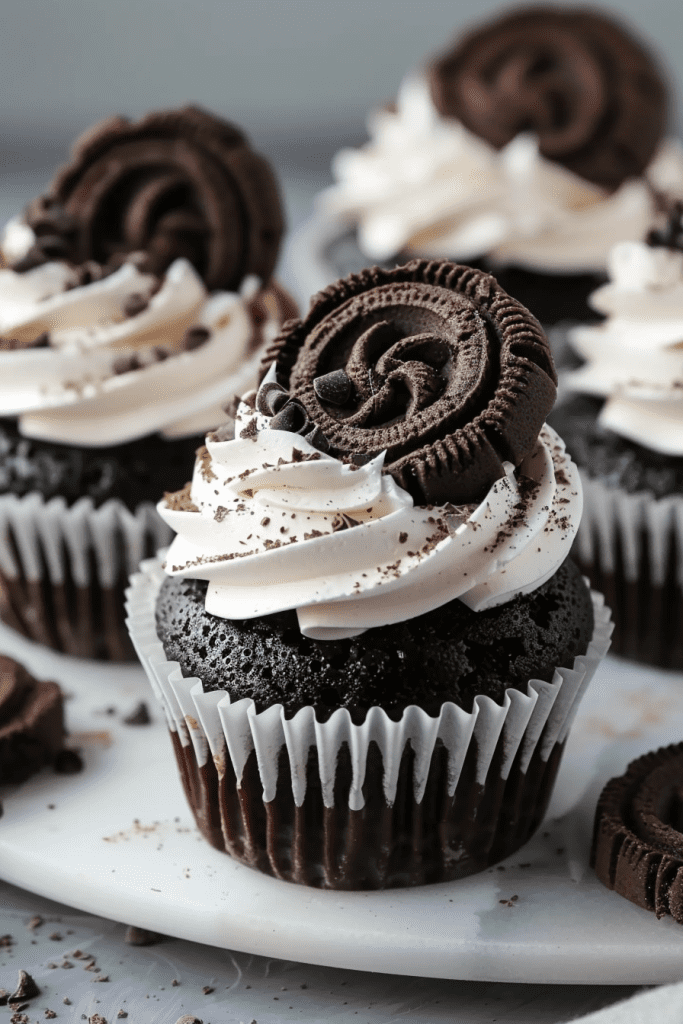 Chocolate Cookies and Cream Cupcakes