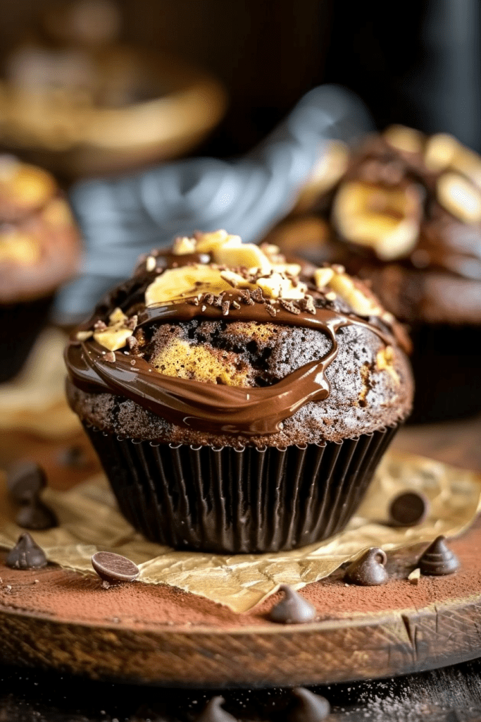 Chocolate Peanut Butter Banana Muffins