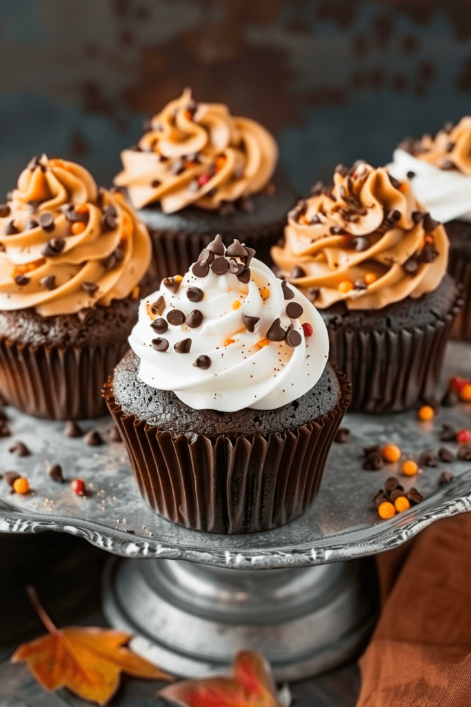 Chocolate Pumpkin Cream Filled Cupcakes