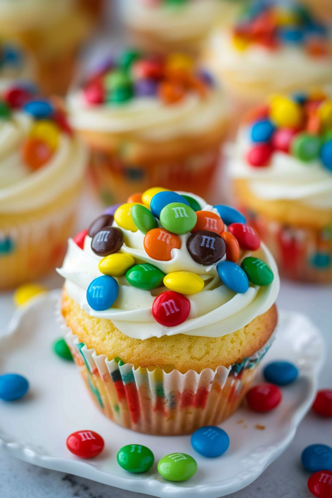 Colorful M&M Cupcakes