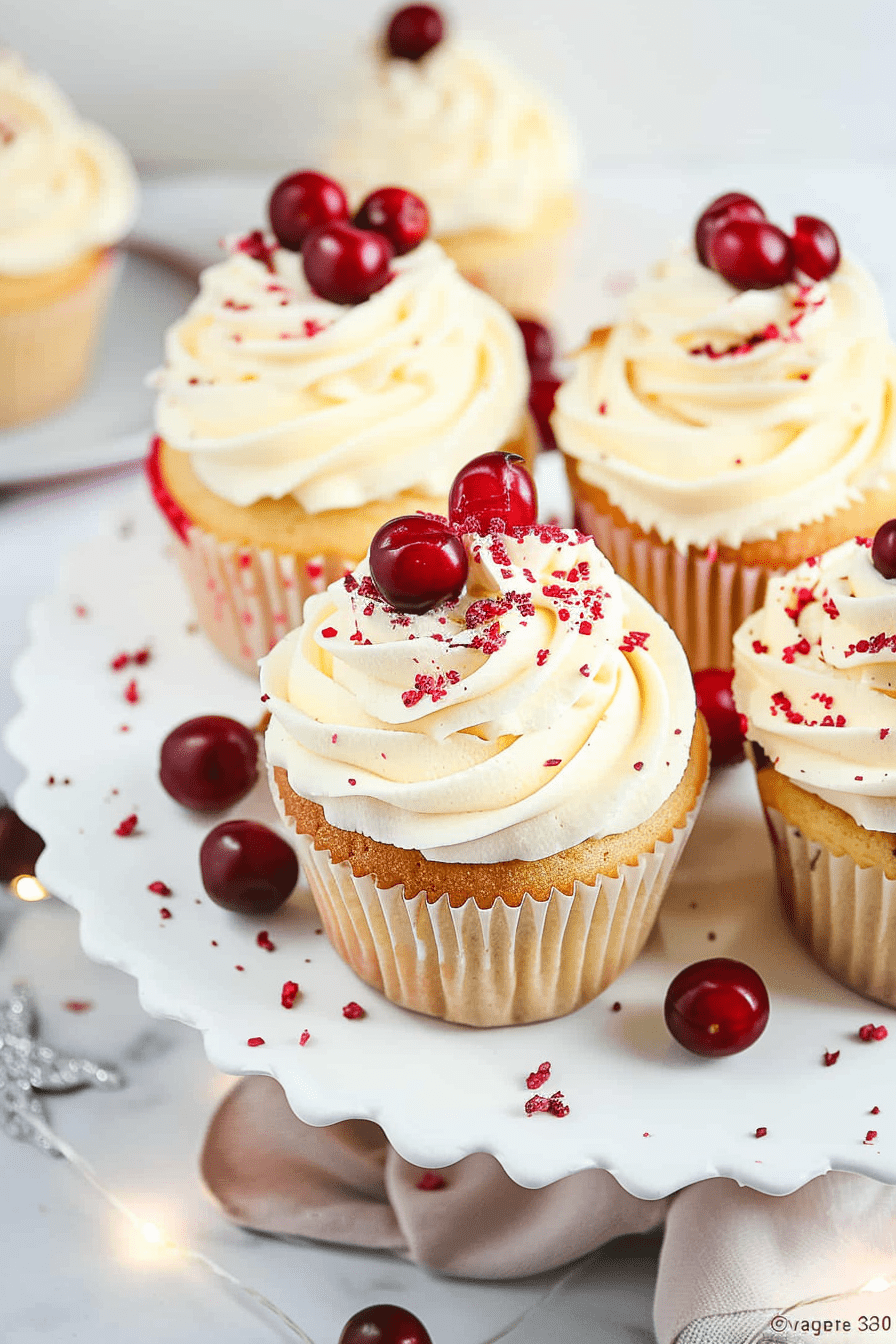 Cranberry Vanilla Cupcakes with White Chocolate Frosting Recipe