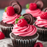 Dark Chocolate Cupcakes with Raspberry Buttercream Frosting Recipe