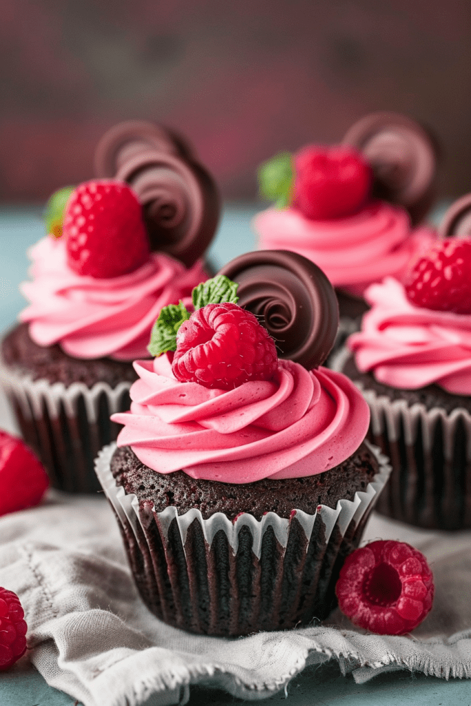 Dark Chocolate Cupcakes with Raspberry Buttercream Frosting Recipe