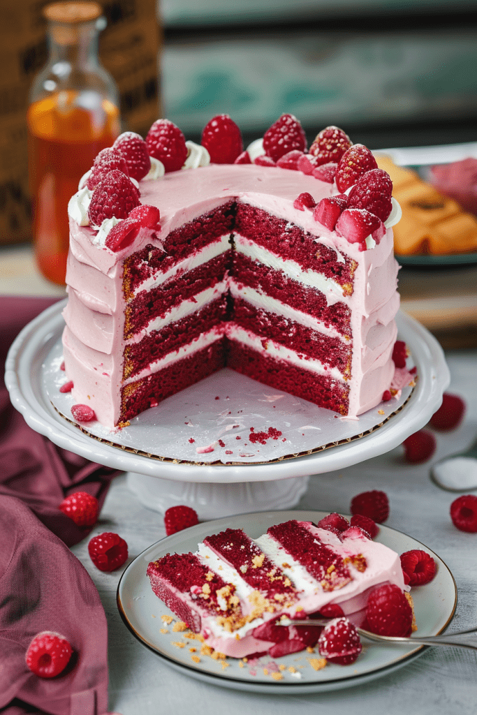 Decoration and Presentation Raspberry Cake