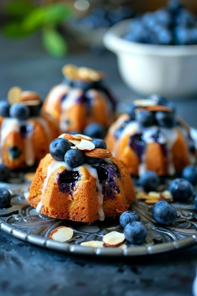 Delicious Blueberry Almond Mini Bundt Cakes Recipe