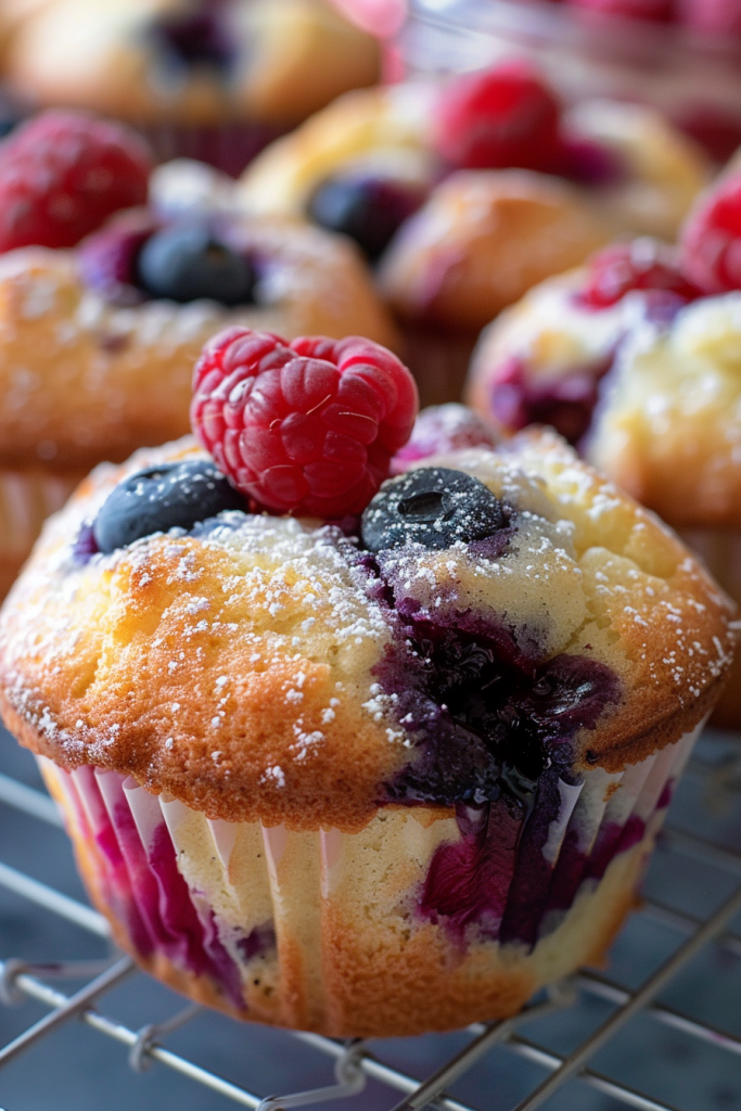 Delicious Blueberry Raspberry Muffins