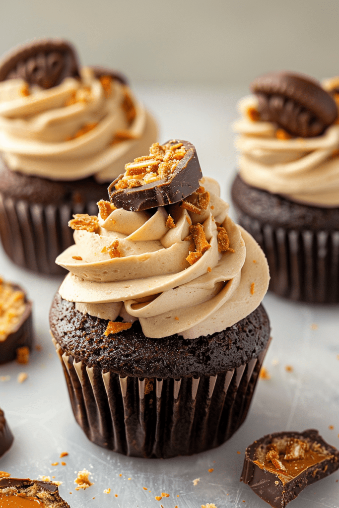 Delicious Butterfinger Chocolate Cupcakes