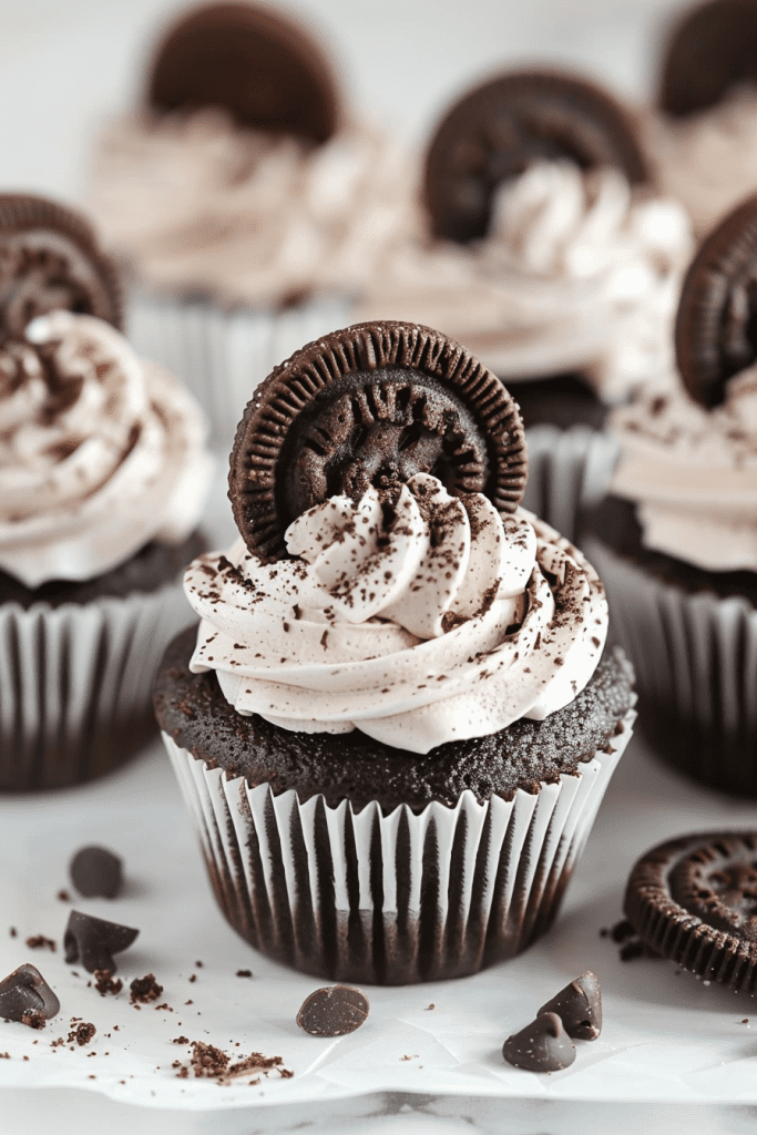 Delicious Chocolate Cookies and Cream Cupcakes