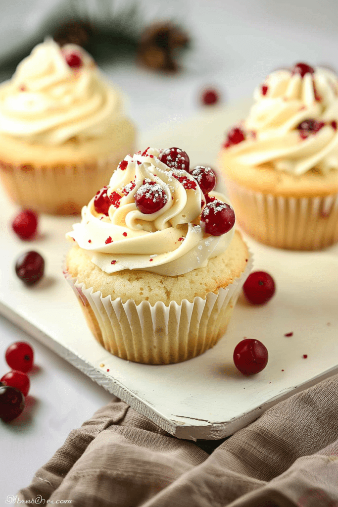 Delicious Cranberry Vanilla Cupcakes with White Chocolate Frosting