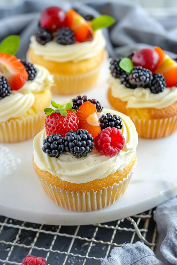 Delicious Fruit Tart Vanilla Cupcakes