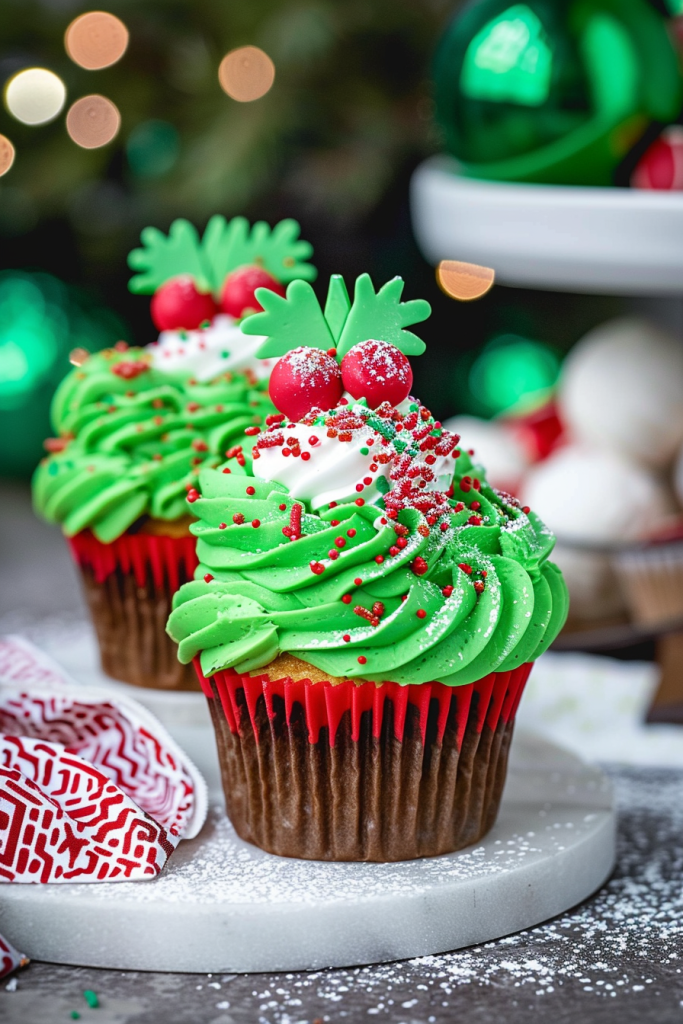 Delicious Grinch Cupcakes