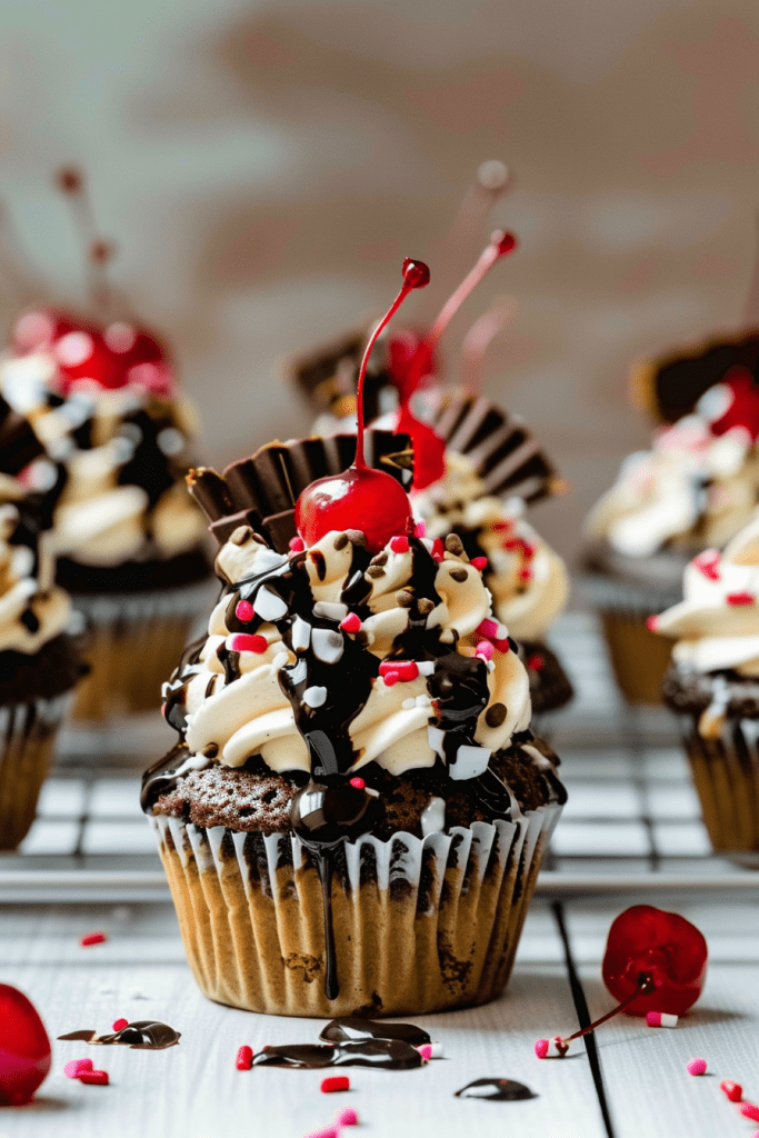 Delicious Hot Fudge Sundae Cupcakes