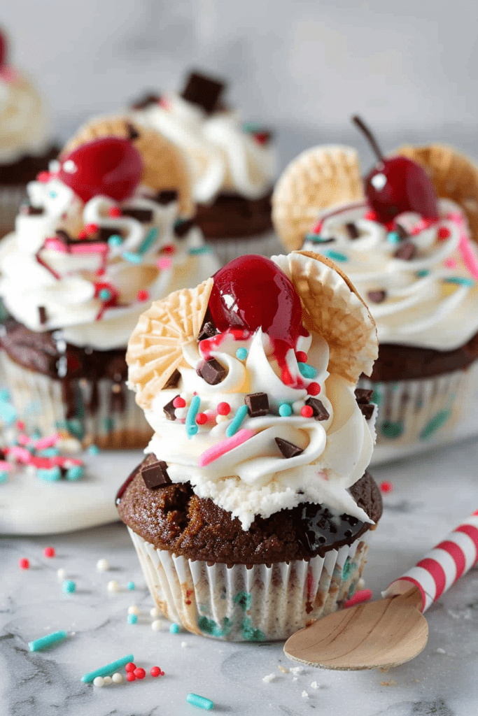 Delicious Ice Cream Sundae Cupcakes