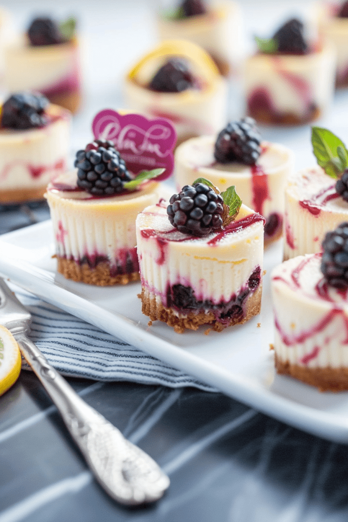 Delicious Lemon Berry Swirl Mini Cheesecakes Recipe