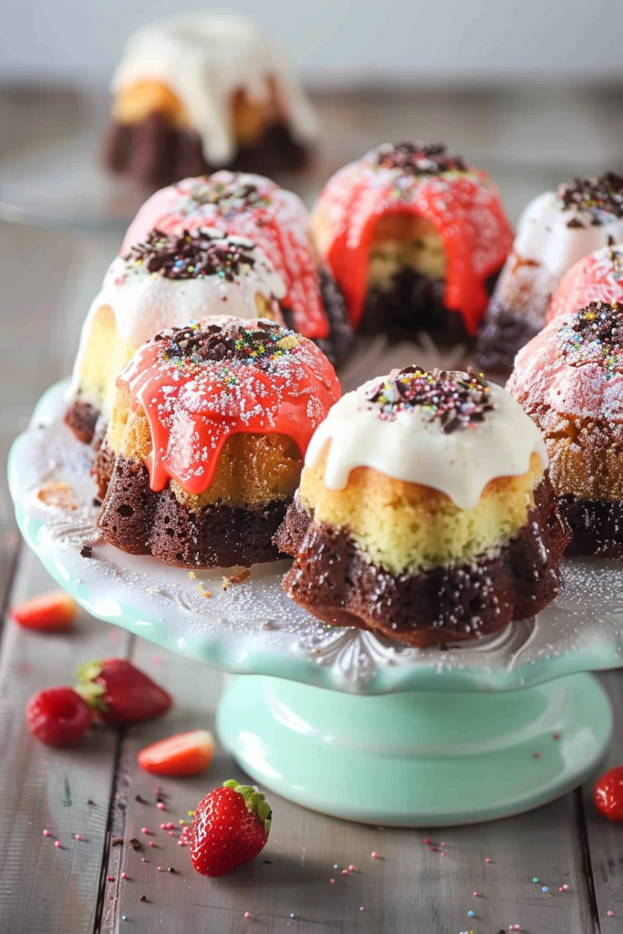 Delicious Mini Neapolitan Bundt Cakes Recipes