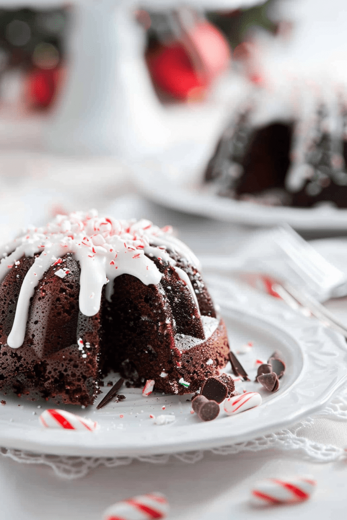 Delicious Mini Peppermint Hot Chocolate Bundt Cakes