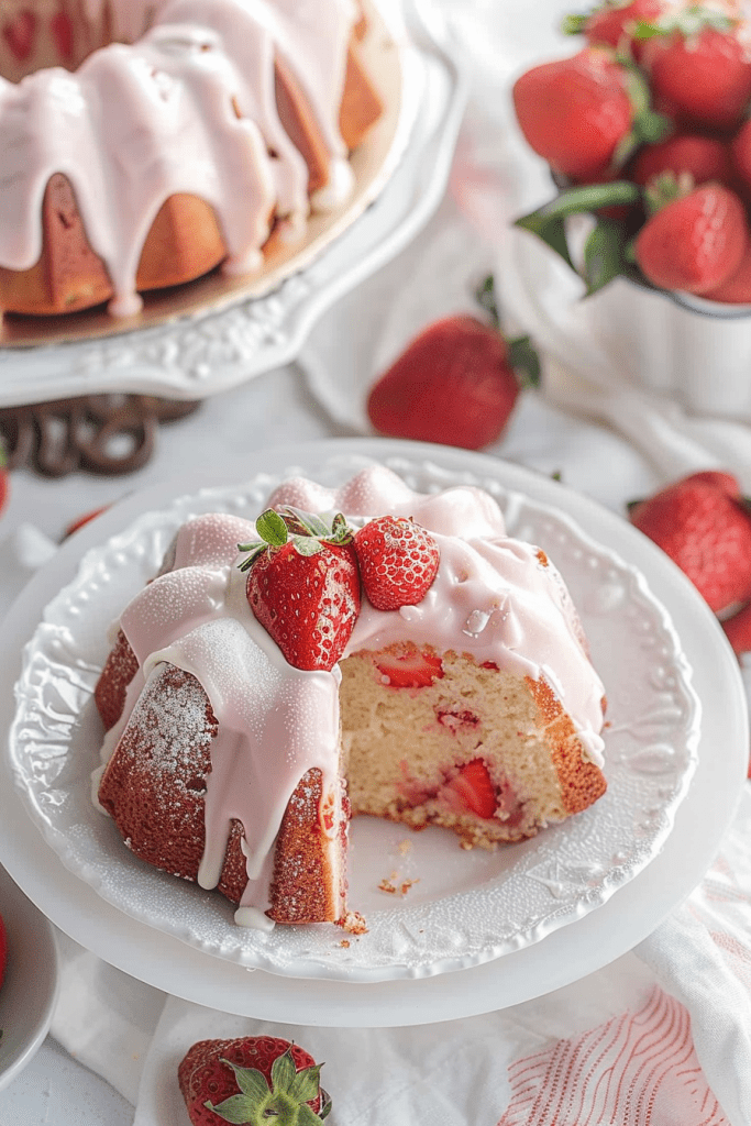 Delicious Mini Strawberry Bundt Cake