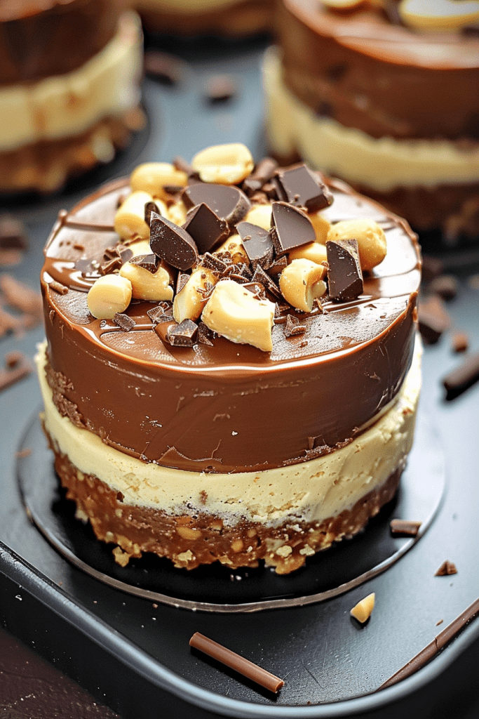 Delicious No-Bake Chocolate Peanut Butter Mini Cheesecake Recipe