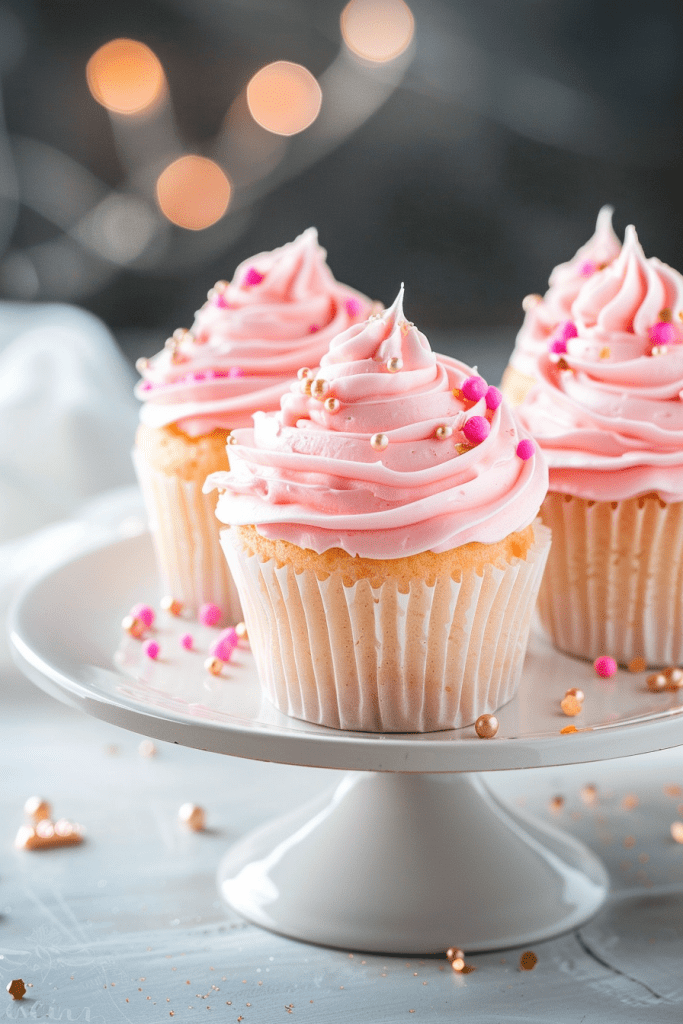 Delicious Pink Champagne Cupcakes